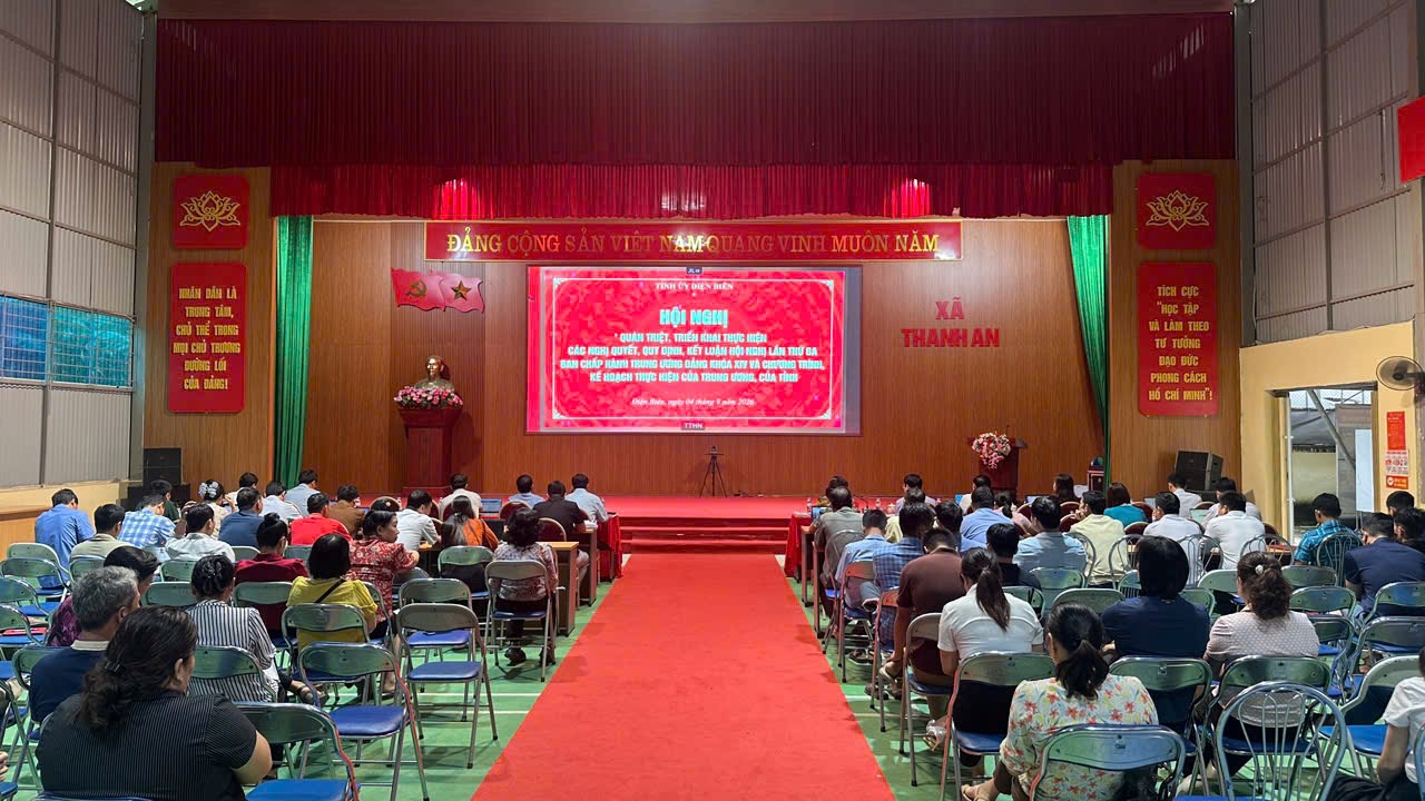 XÃ THANH AN DỰ HỘI NGHỊ TRỰC TUYẾN DO TỈNH ỦY ĐIỆN BIÊN TỔ CHỨC